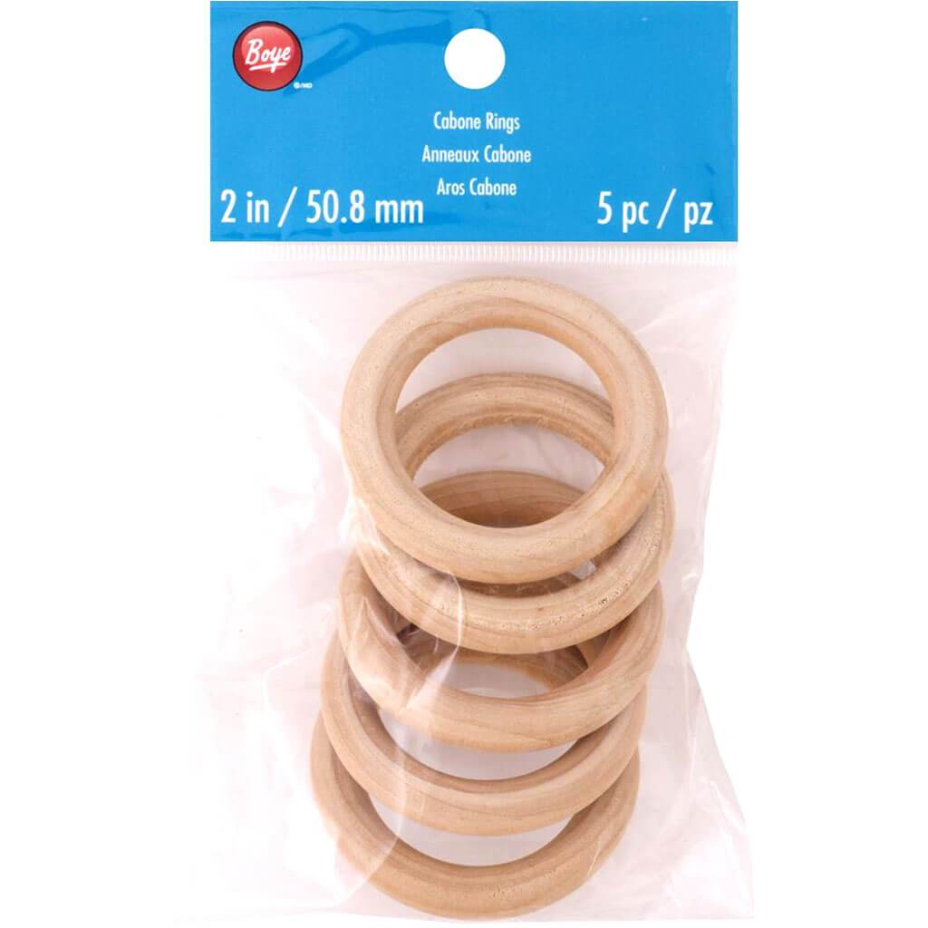 Boye Cabone Rings 2in 5/Pkg Wood