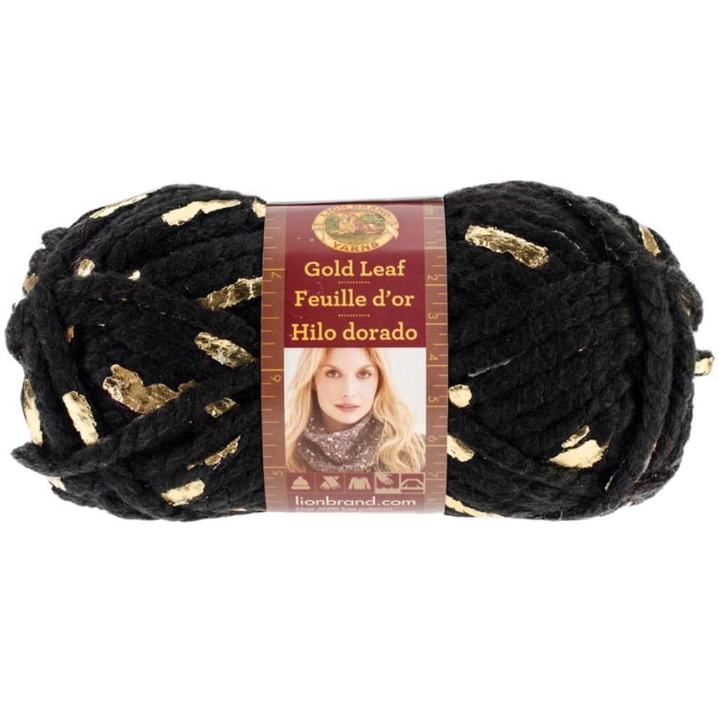 Lion Brand Gold Leaf Yarn Black &amp; Gold