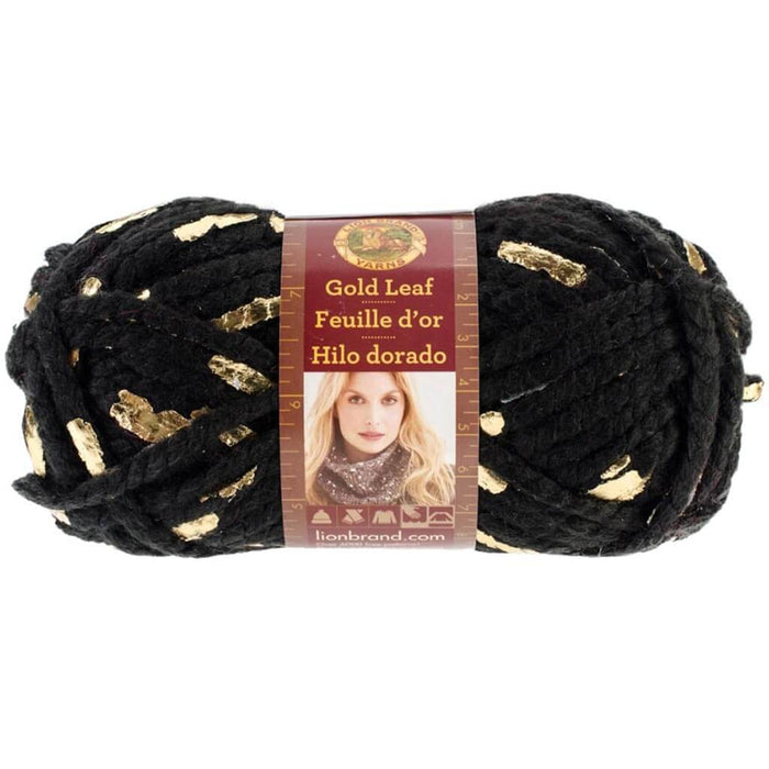 Lion Brand Gold Leaf Yarn Black & Gold