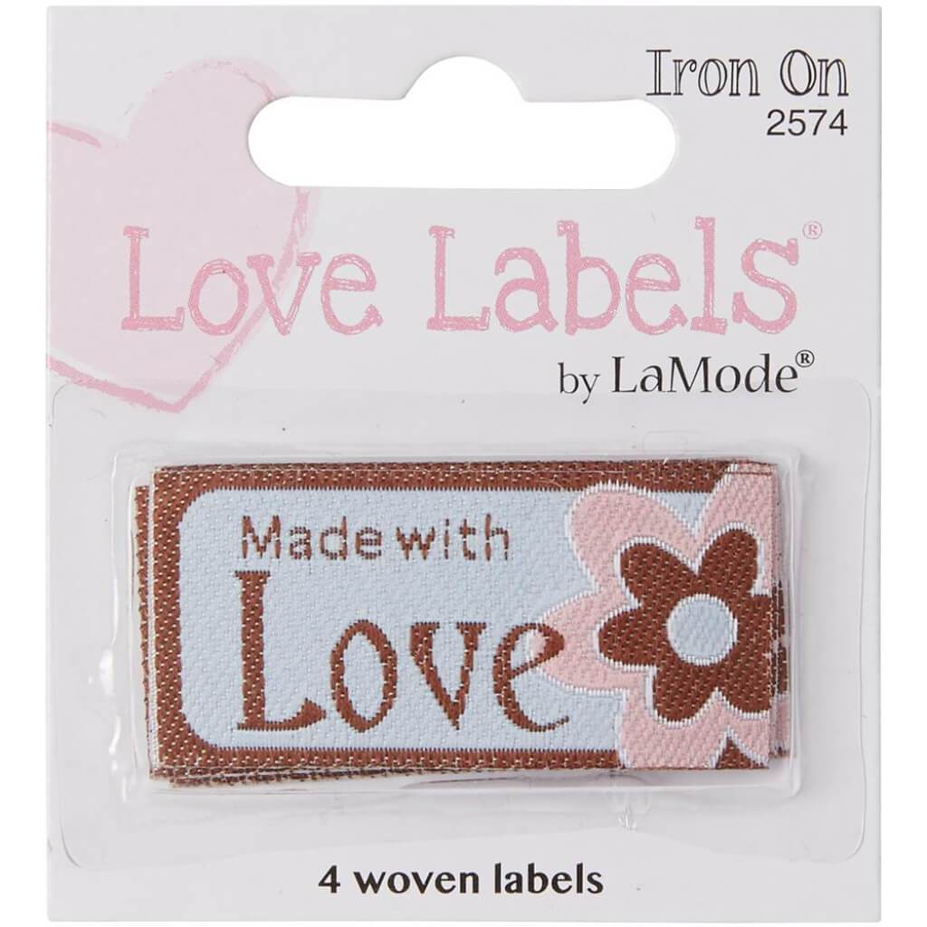 Blumenthal Iron-On Lovelabels 4/Pkg Made With Love Flower