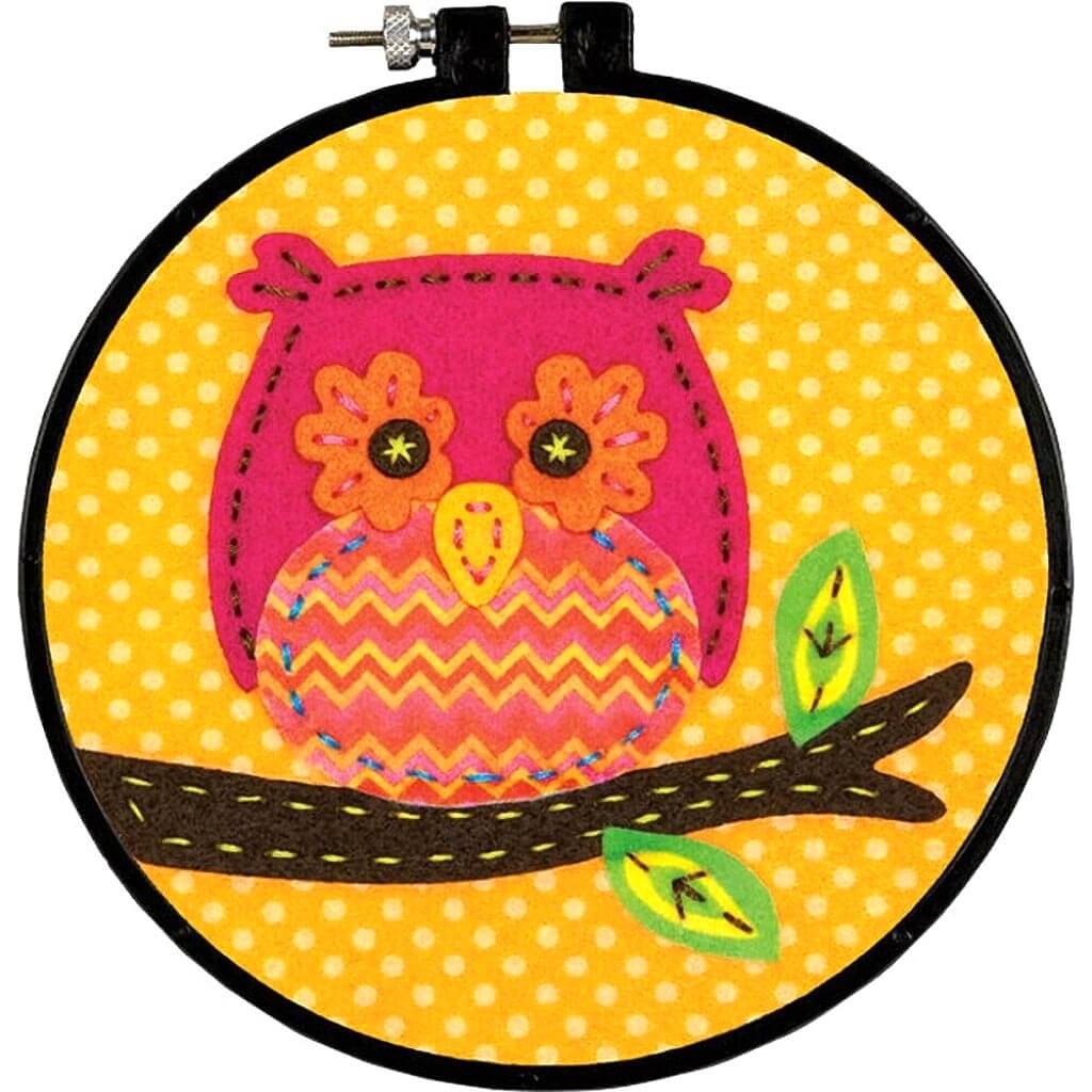 Learn-A-Craft Felt Applique Kit 6in Round Little Owl