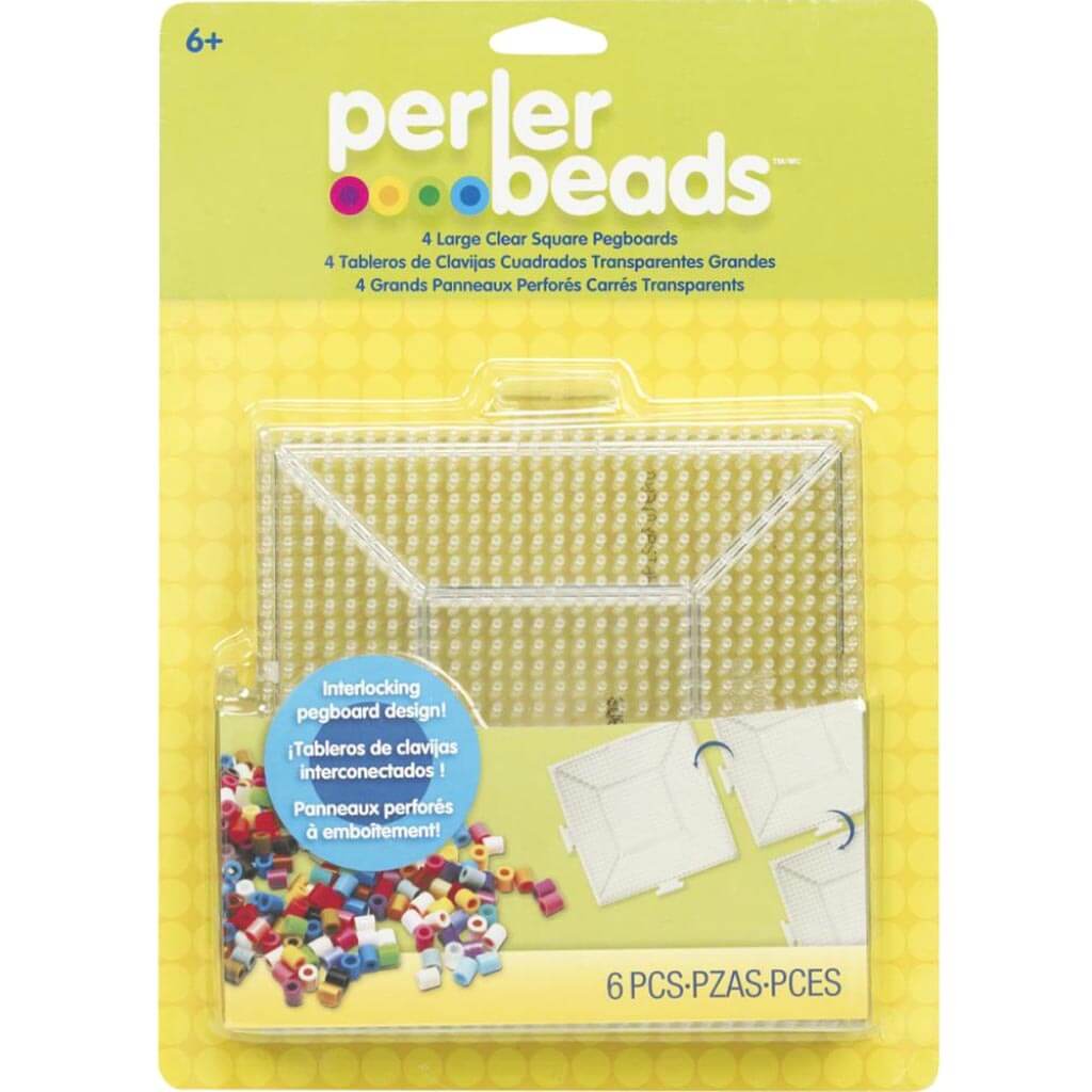 Perler Pegboards Large Square Clear 4pcs