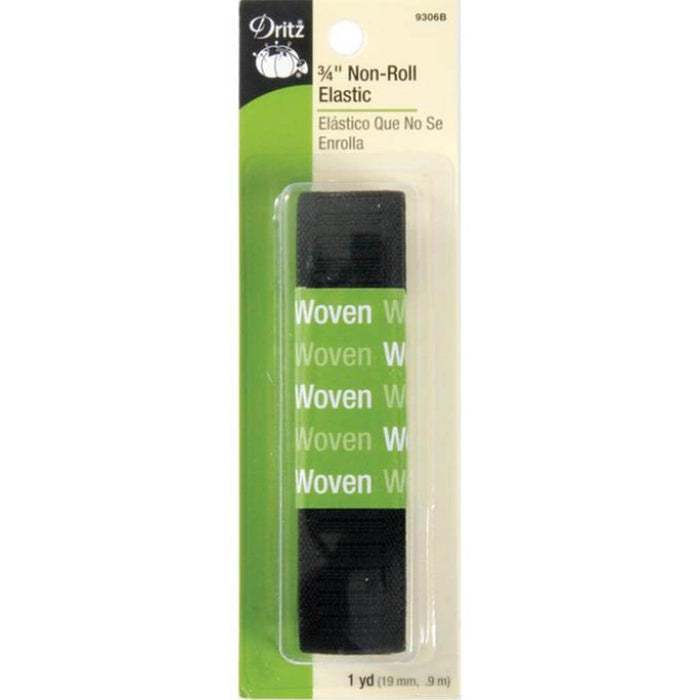 Non-Roll Woven Elastic 3/4in x 1yd Black