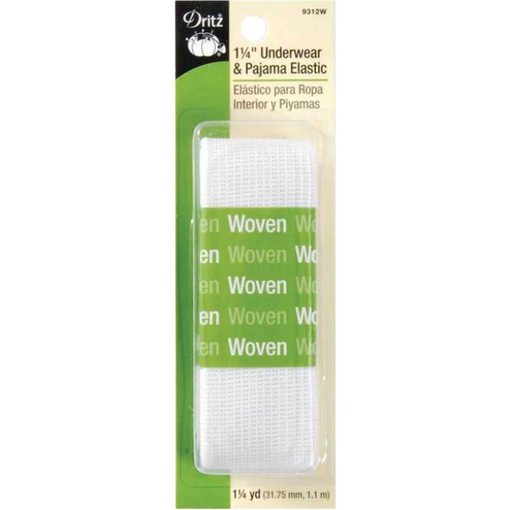 Underwear &amp; Pajama Elastic 1-1/4in x 1-1/4yd White