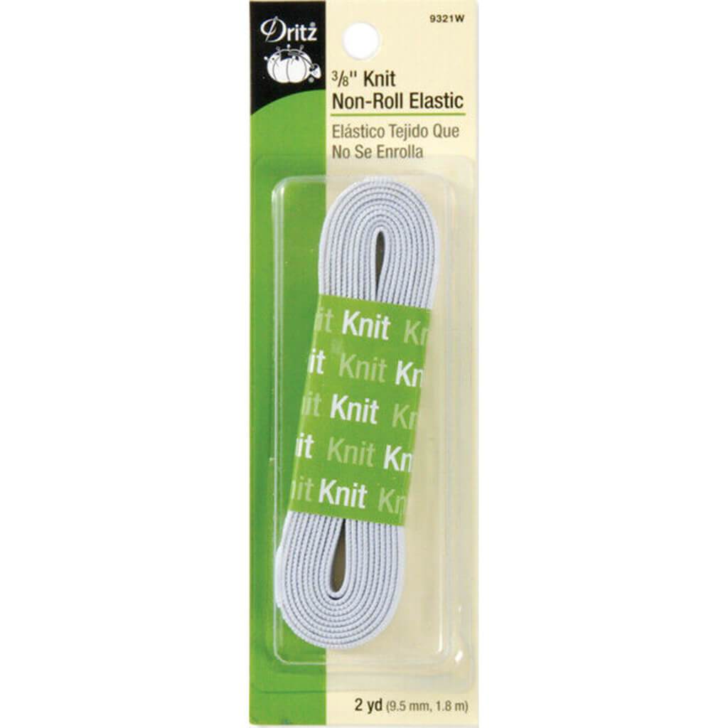 Non-Roll Knit Elastic 3/8in x 2yd White