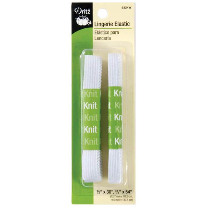 Lingerie Elastic 1/2in x 30in & 3/8in x 54in White