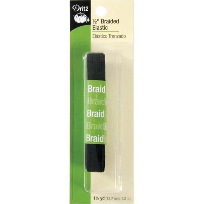 ELASTIC BRAIDED BLACK '1/2IN 