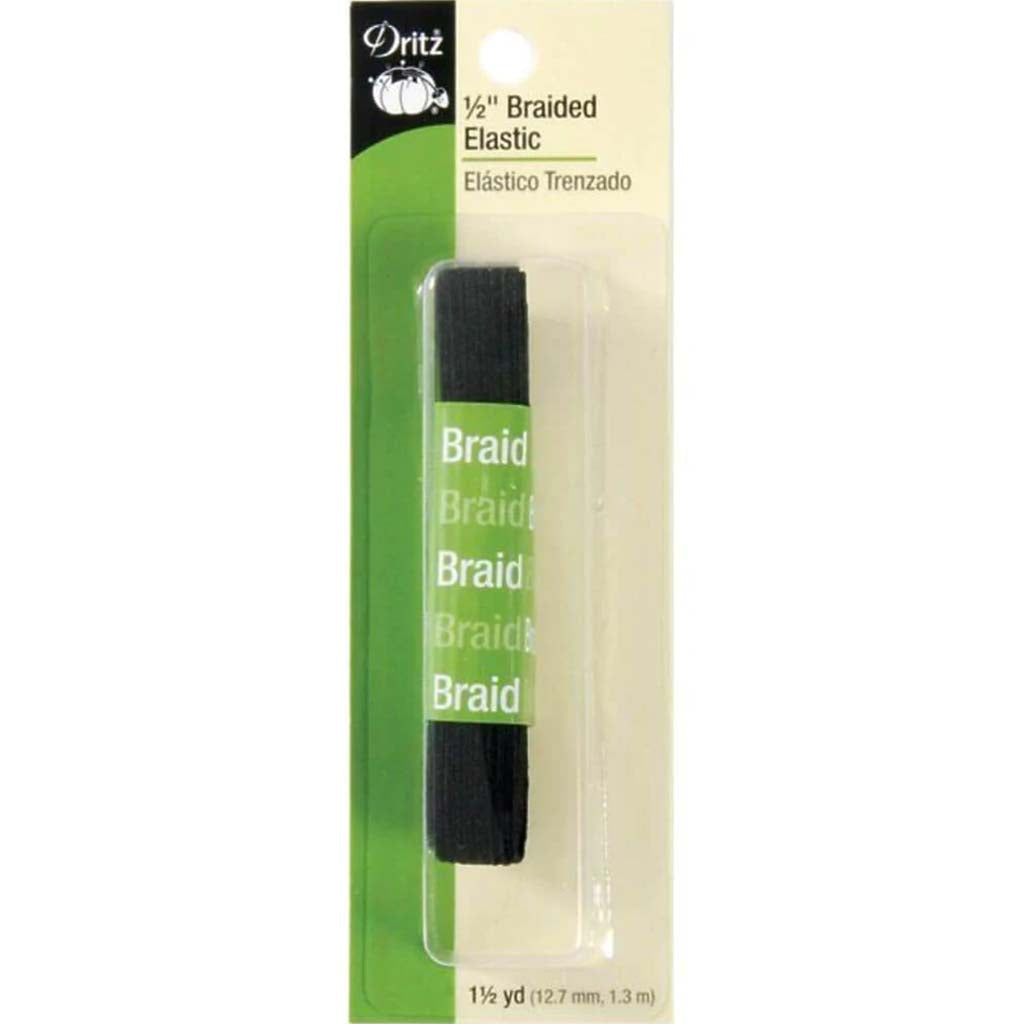 ELASTIC BRAIDED BLACK '1/2IN 