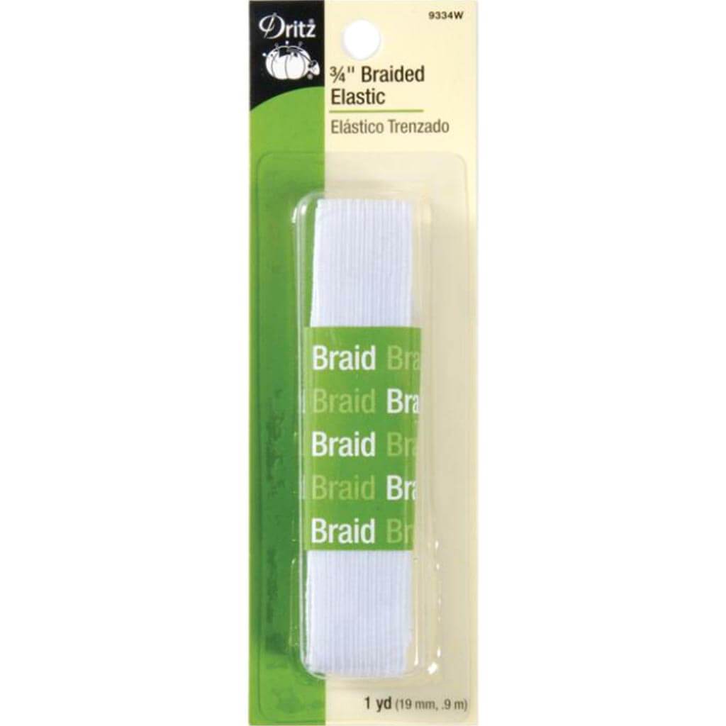 Braided Elastic 3/4in x 1yd White