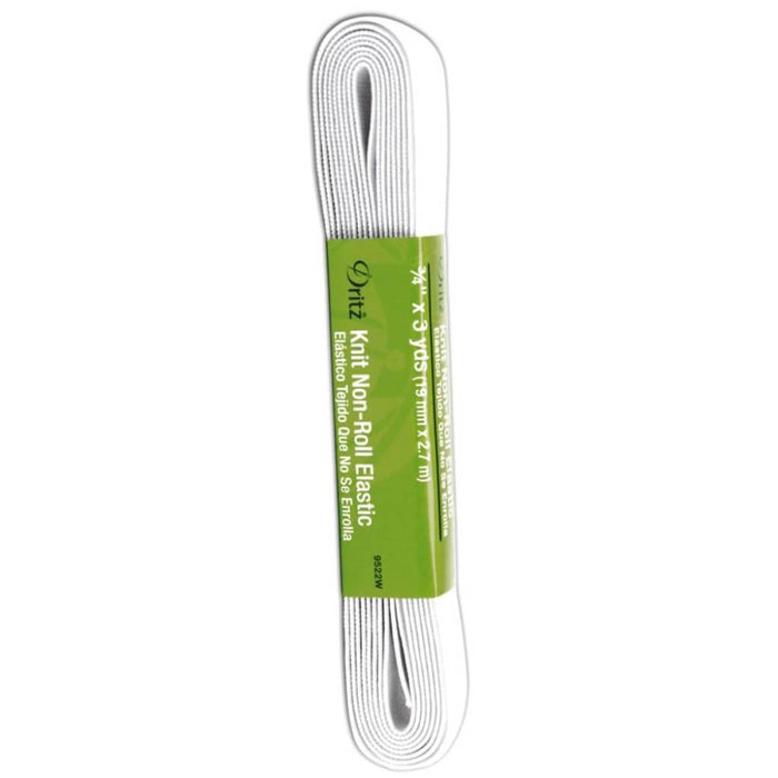 Non-Roll Knit Elastic 3/4in x 3yd White