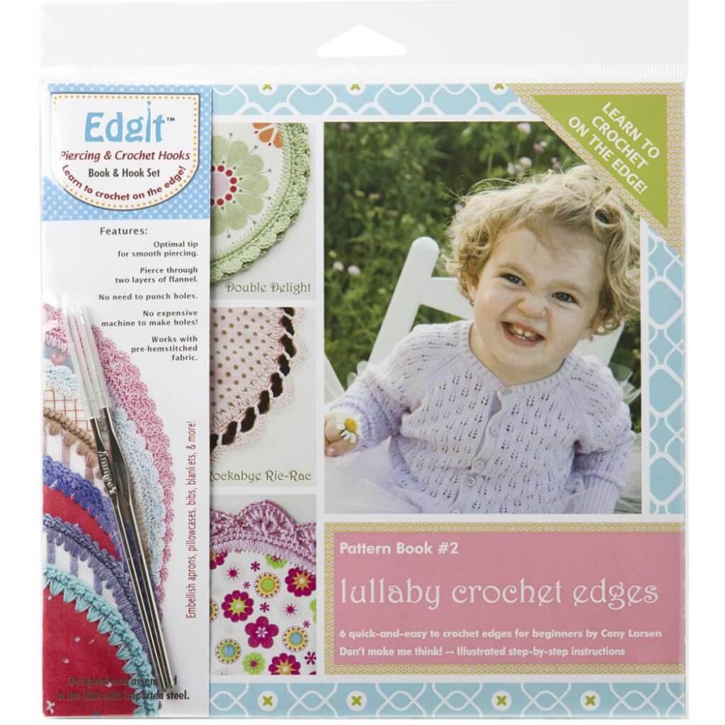 Edgit Piercing Crochet Hook &amp; Book Set Lullaby Crochet Edges