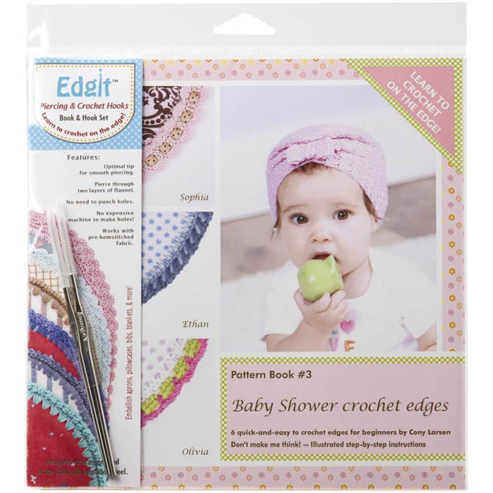 Edgit Piercing Crochet Hook & Book Set Baby Shower Crochet Edges