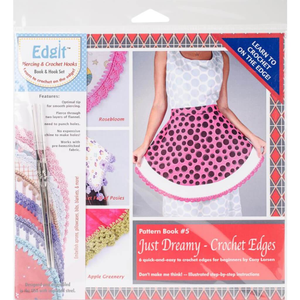 Edgit Piercing Crochet Hook &amp; Book Set Just Dreamy Crochet Edges