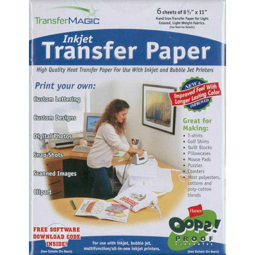 Transfer Magic Ink Jet Transfer Paper 8.5in x 11in 6pcs