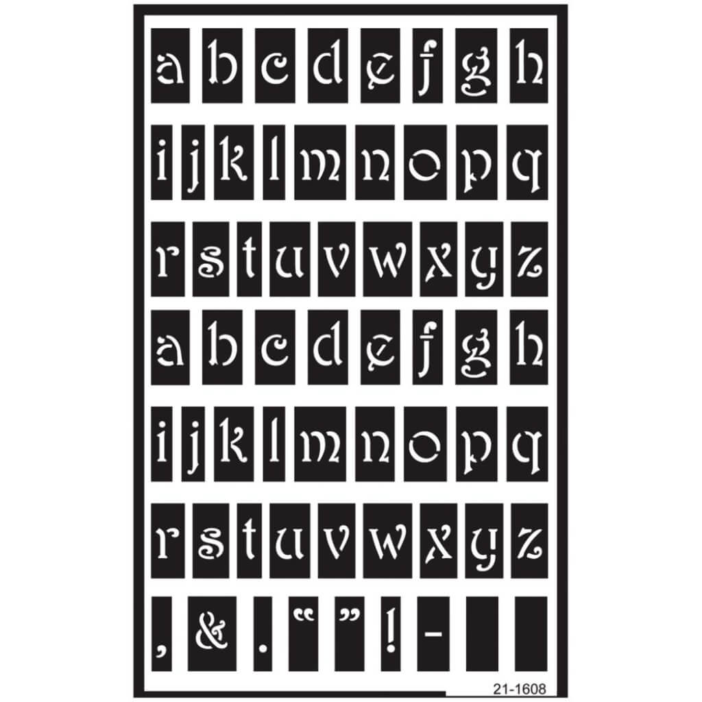 Over &#39;N&#39; Over Reusable Stencils Lowercase Alphabet 5in x 8in