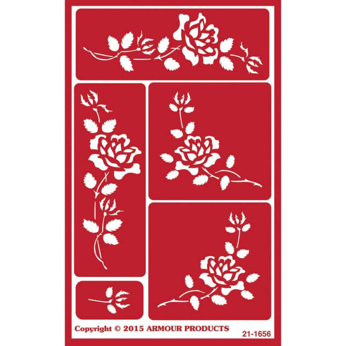 Over 'N' Over Reusable Stencils Roses 5in x 8in