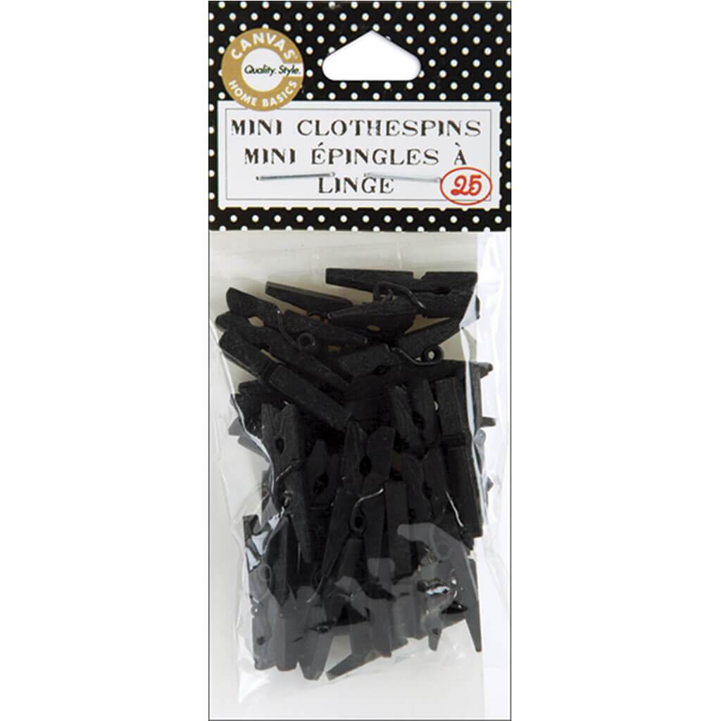 Mini Clothespins 1in Black 25pcs