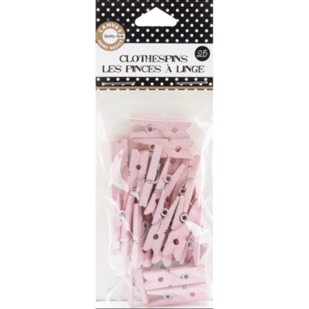 Mini Clothespins 1in Pink 25pcs