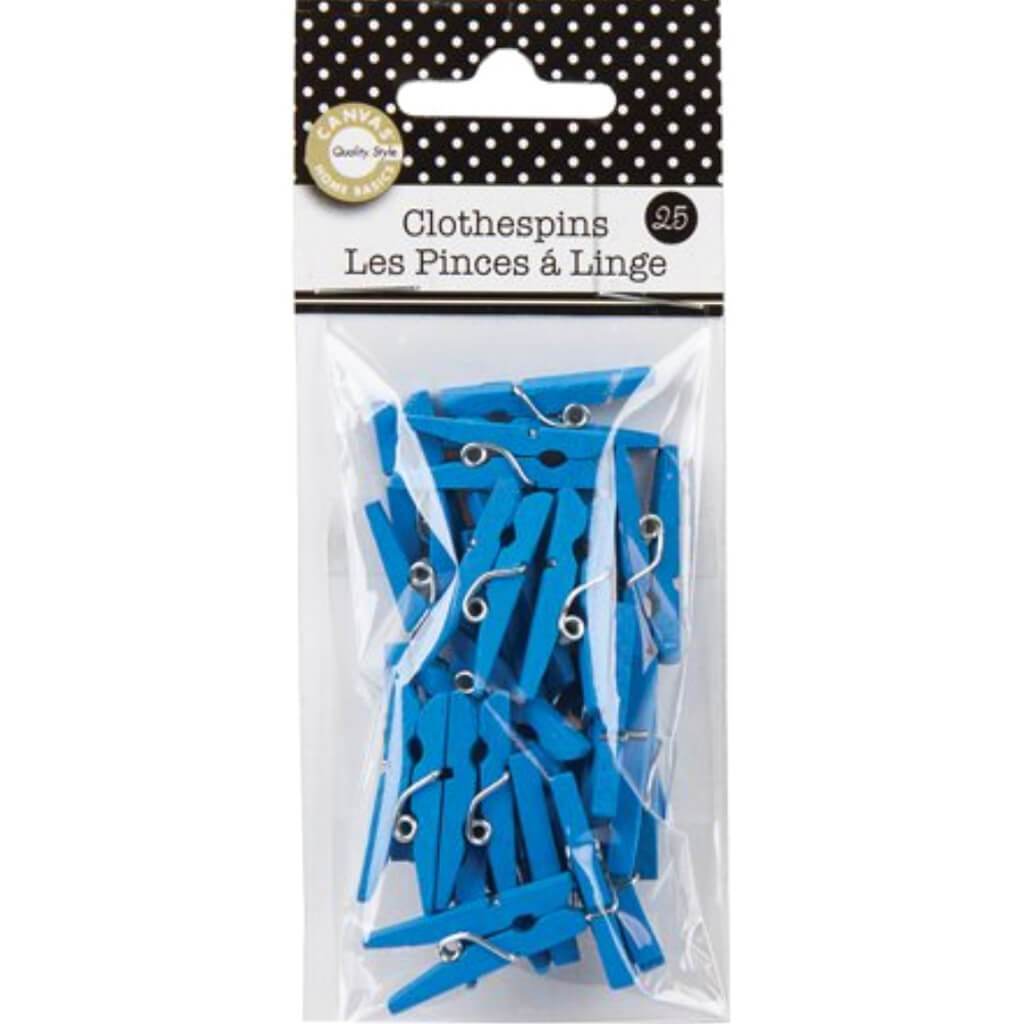 Mini Clothespins 1in Turquoise 25pcs