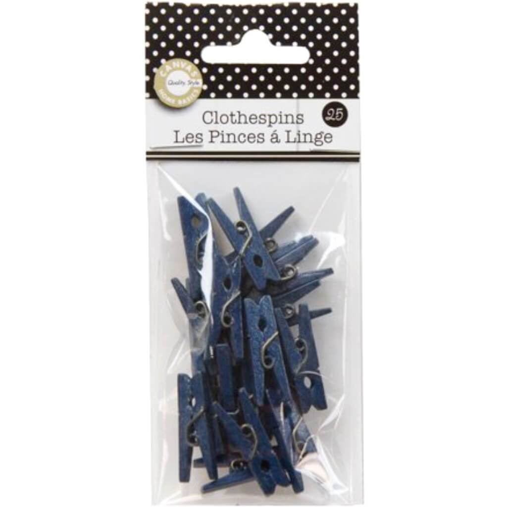 Mini Clothespins 1in Navy Blue 25pcs