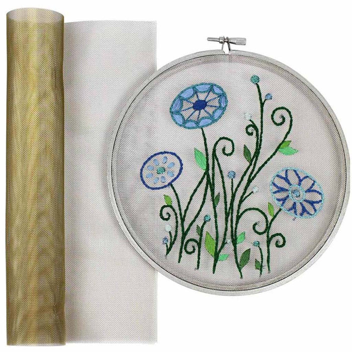 DMC Stitchable Mesh Fabric 10in x 10in Reversible - Gold & Silver