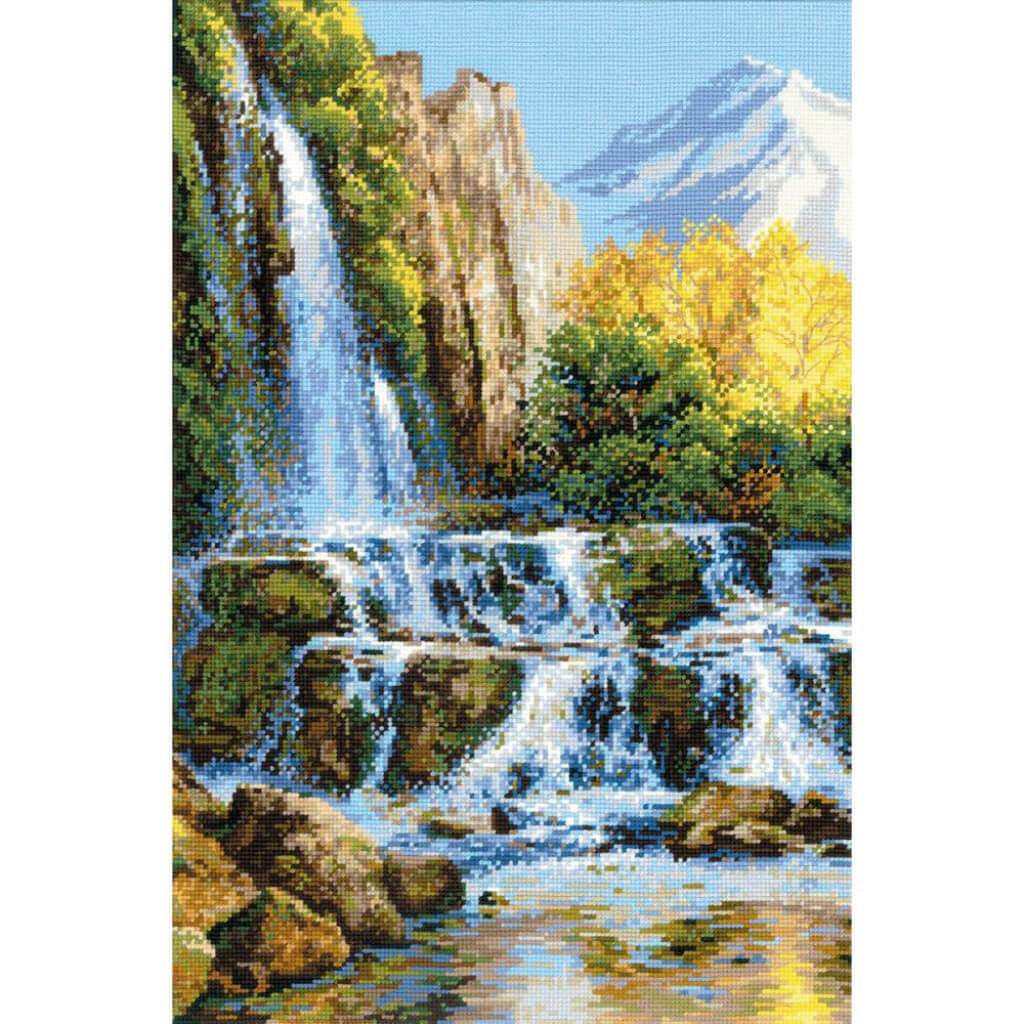 RIOLIS Counted Cross Stitch Kit 15.75in x 23.5in Landscape With Waterfall 10 Count