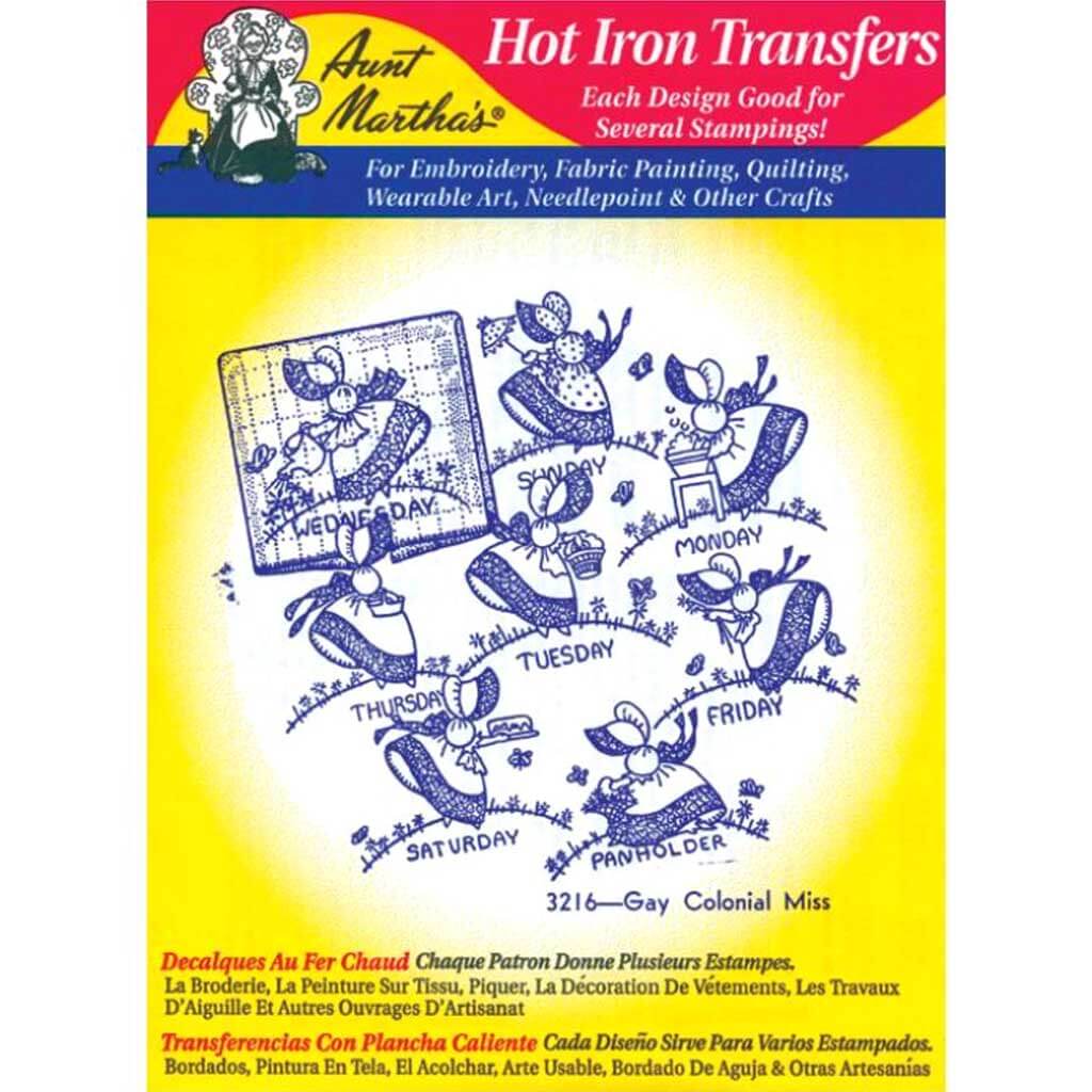 Aunt Martha's Iron-On Transfers Days Of The Week