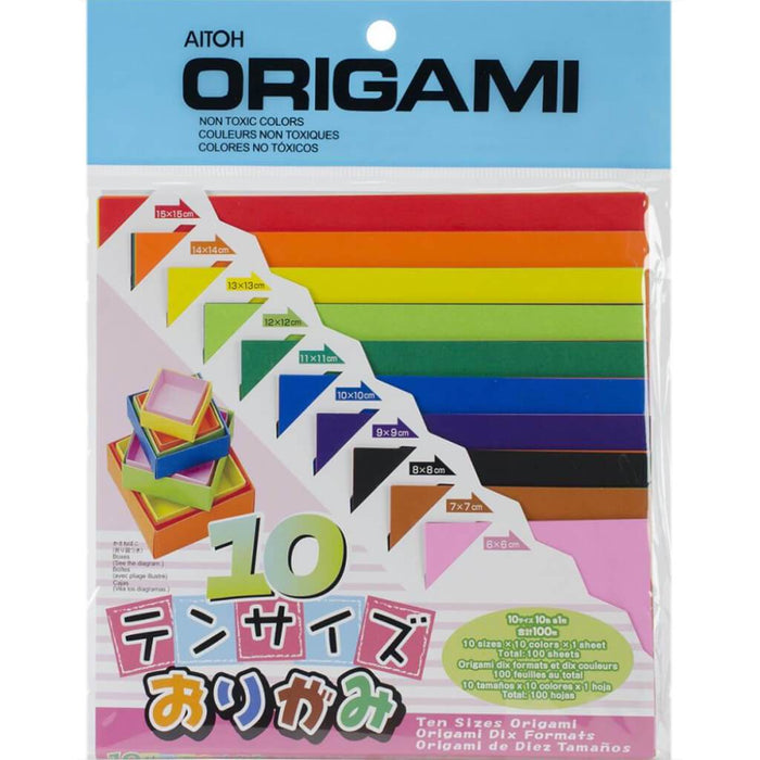 Origami Paper 100/Pkg Assorted Colors & Sizes