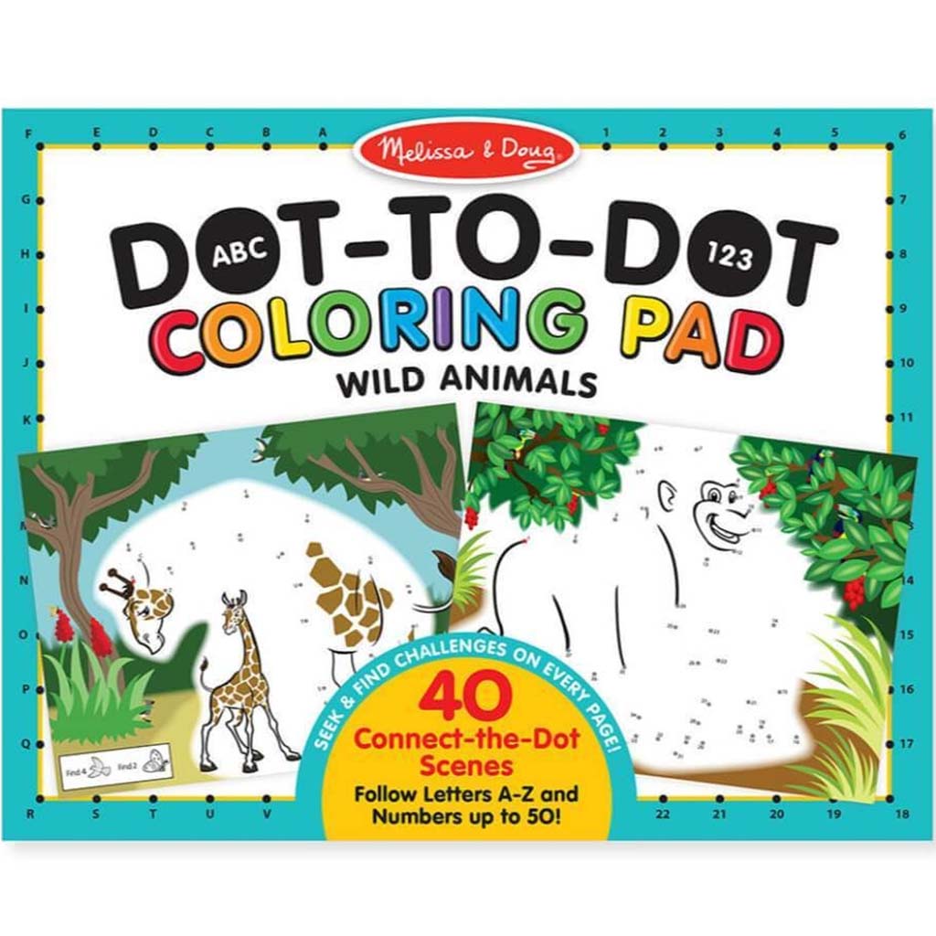 ABC 123 DOT-TO-DOT COLORING PD WILD ANIMALS 