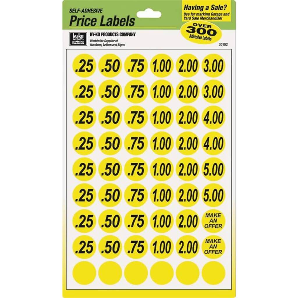 YELLOW PRICE LABELS 3/4IN 