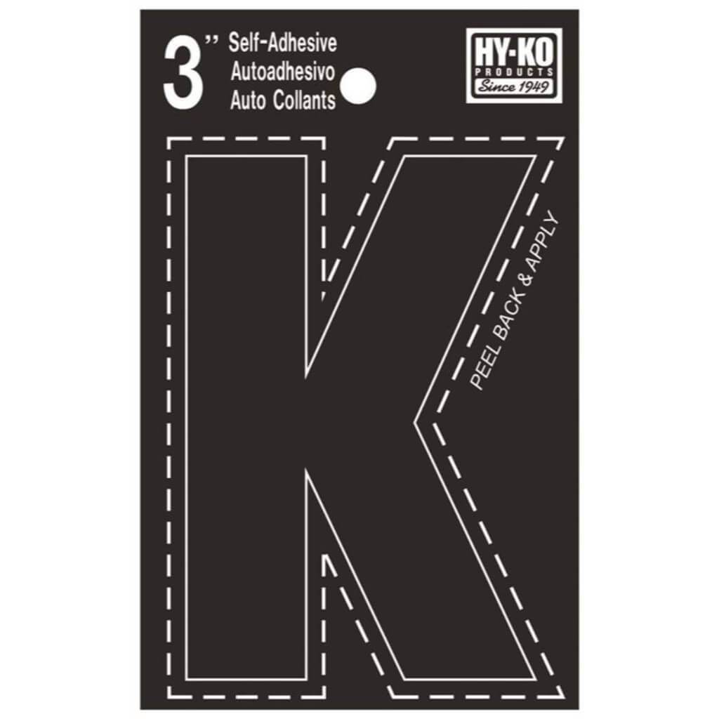 Black Vinyl Letter K 3in 