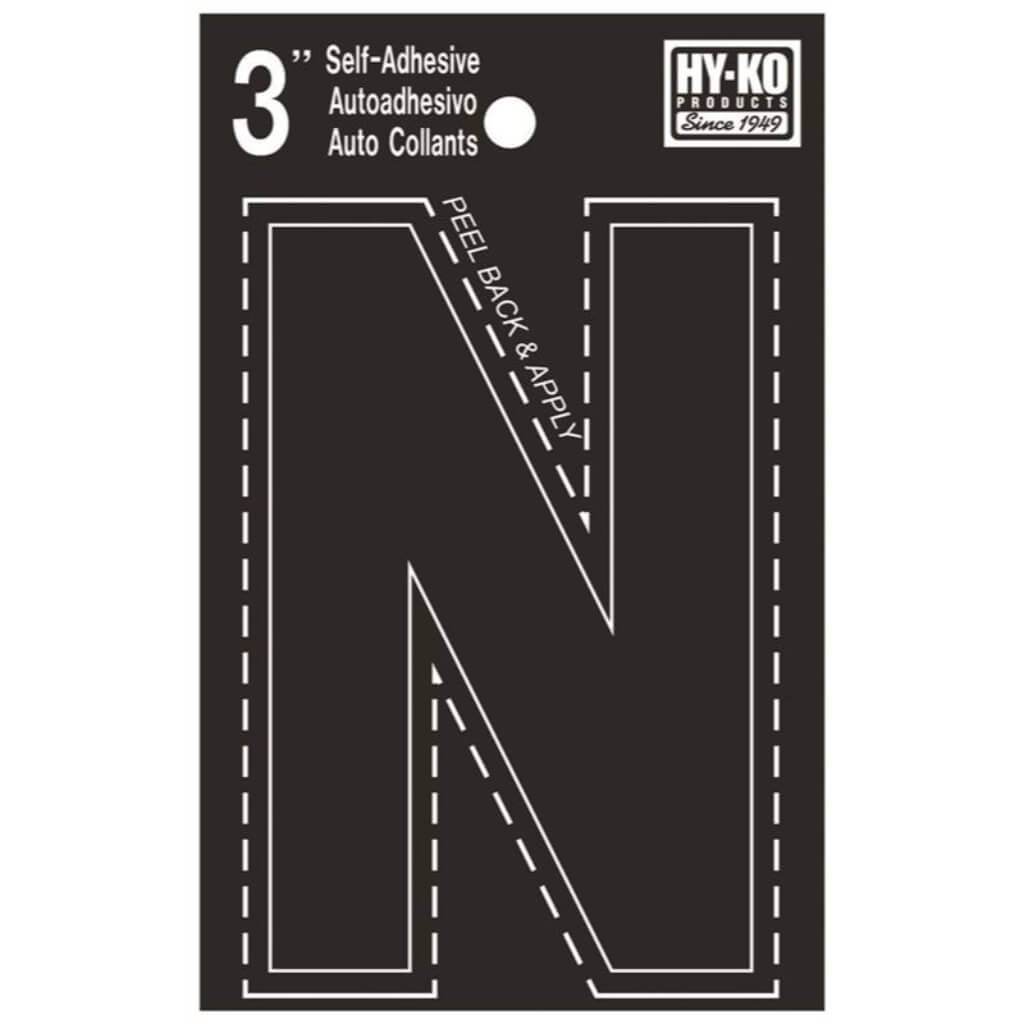 Black Vinyl Letter N 3in 