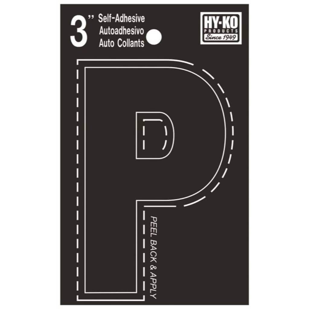 Black Vinyl Letter P 3in 