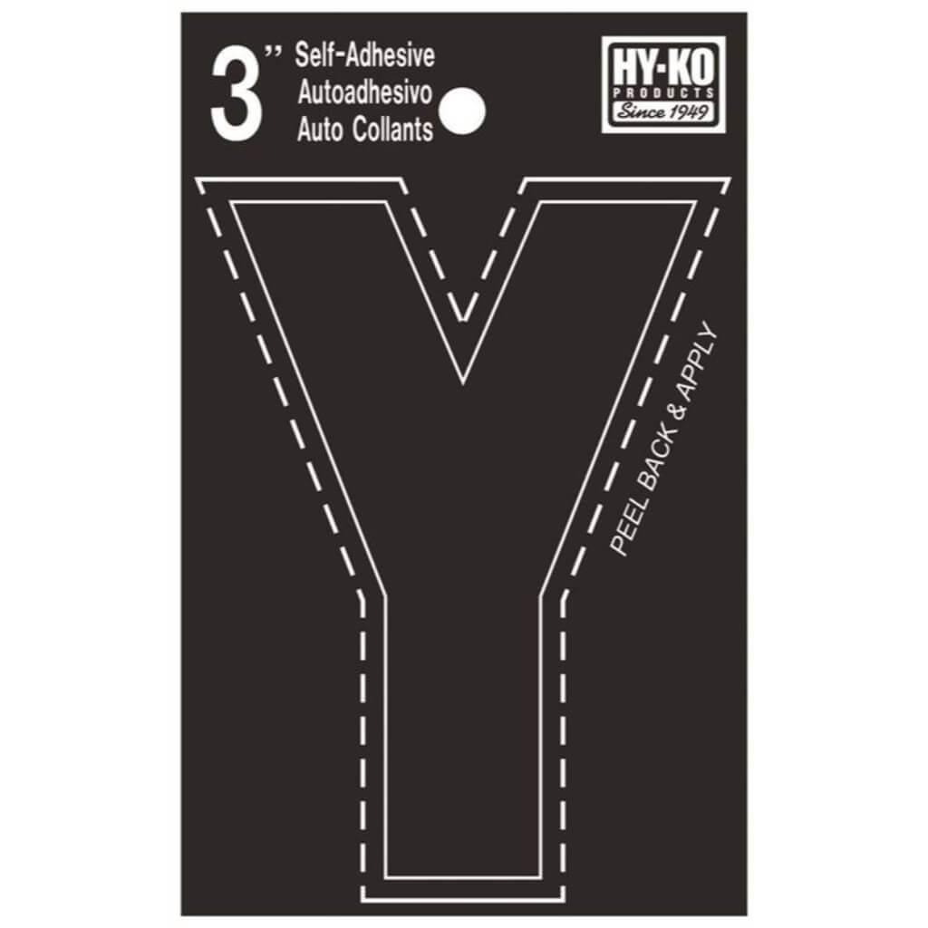 Black Vinyl Letter Y 3in 