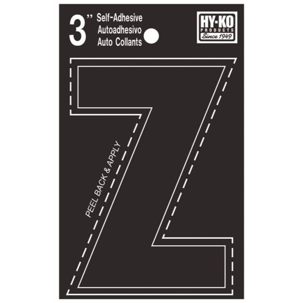 Black Vinyl Letter Z 3in 