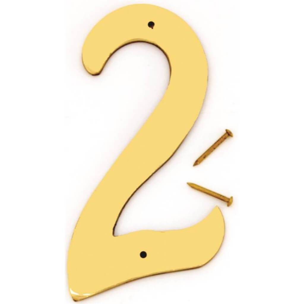 DECORATIVE BRASS NUMBER 2 4IN 