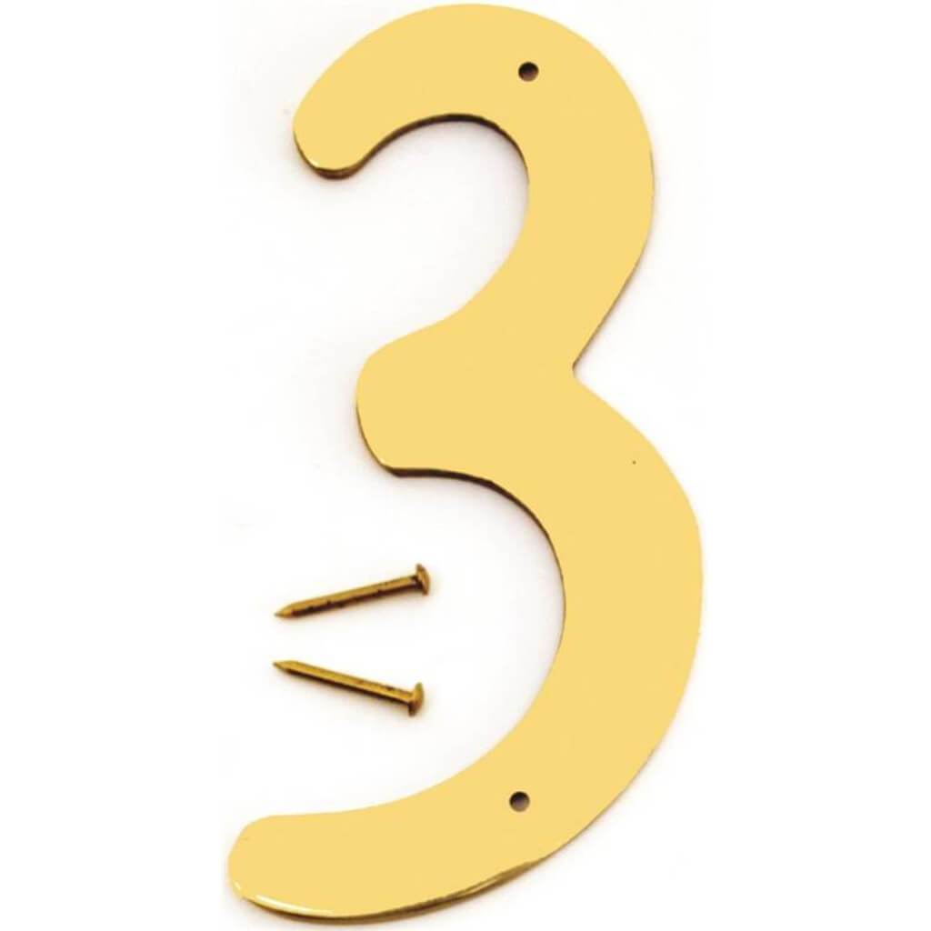 DECORATIVE BRASS NUMBER 3 4IN 