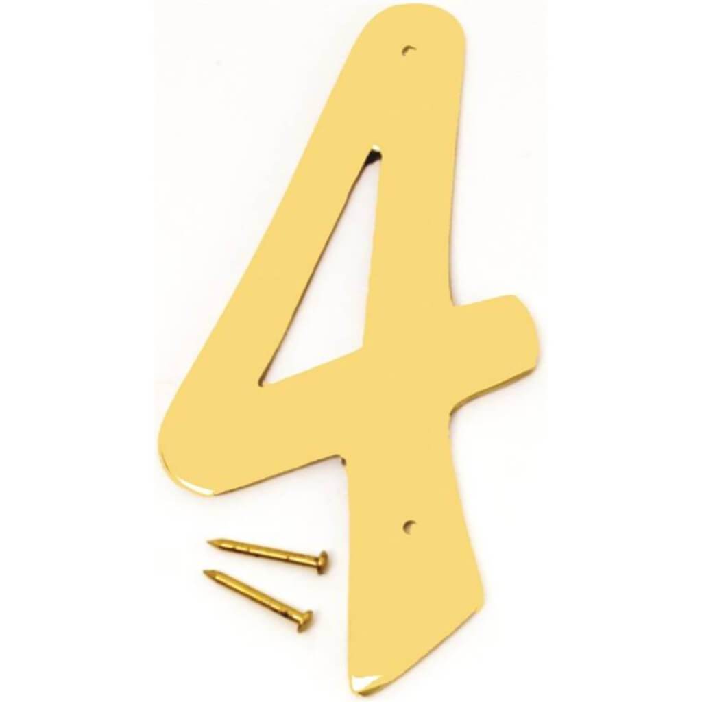 DECORATIVE BRASS NUMBER 4 4IN 