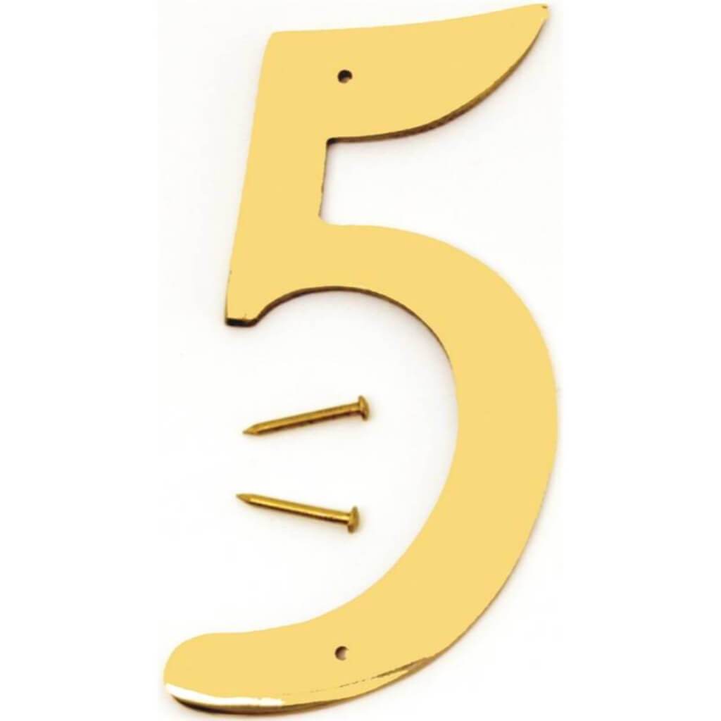 DECORATIVE BRASS NUMBER 5 4IN 