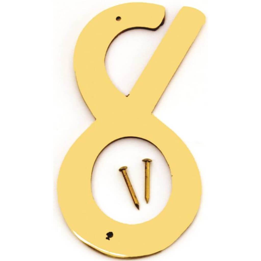 DECORATIVE BRASS NUMBER 8 4IN 
