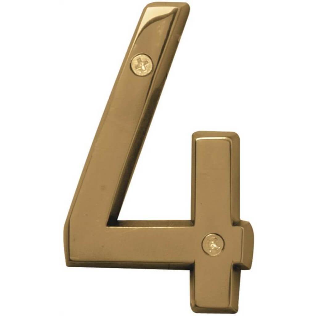 POLISHED BRASS NUMBER 4 4IN 