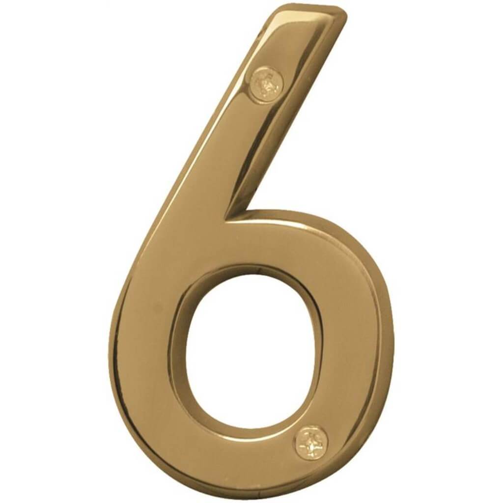 POLISHED BRASS NUMBER 6 4IN 