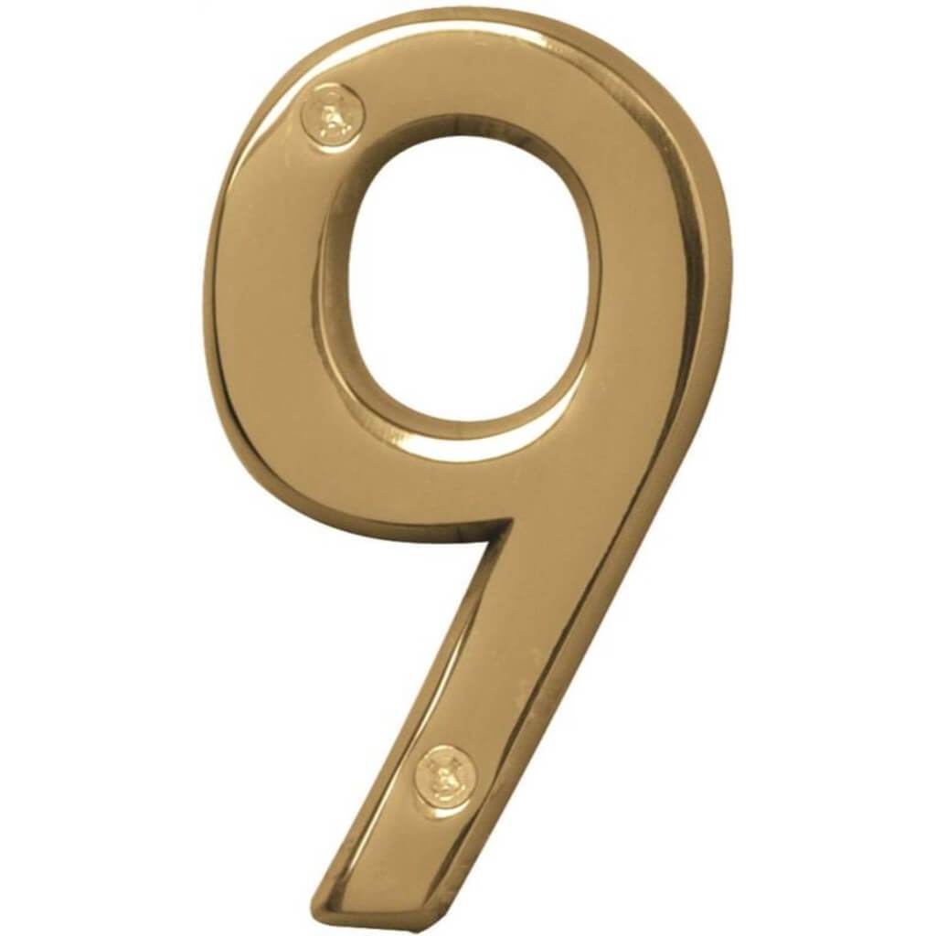 POLISHED BRASS NUMBER 9 4IN 