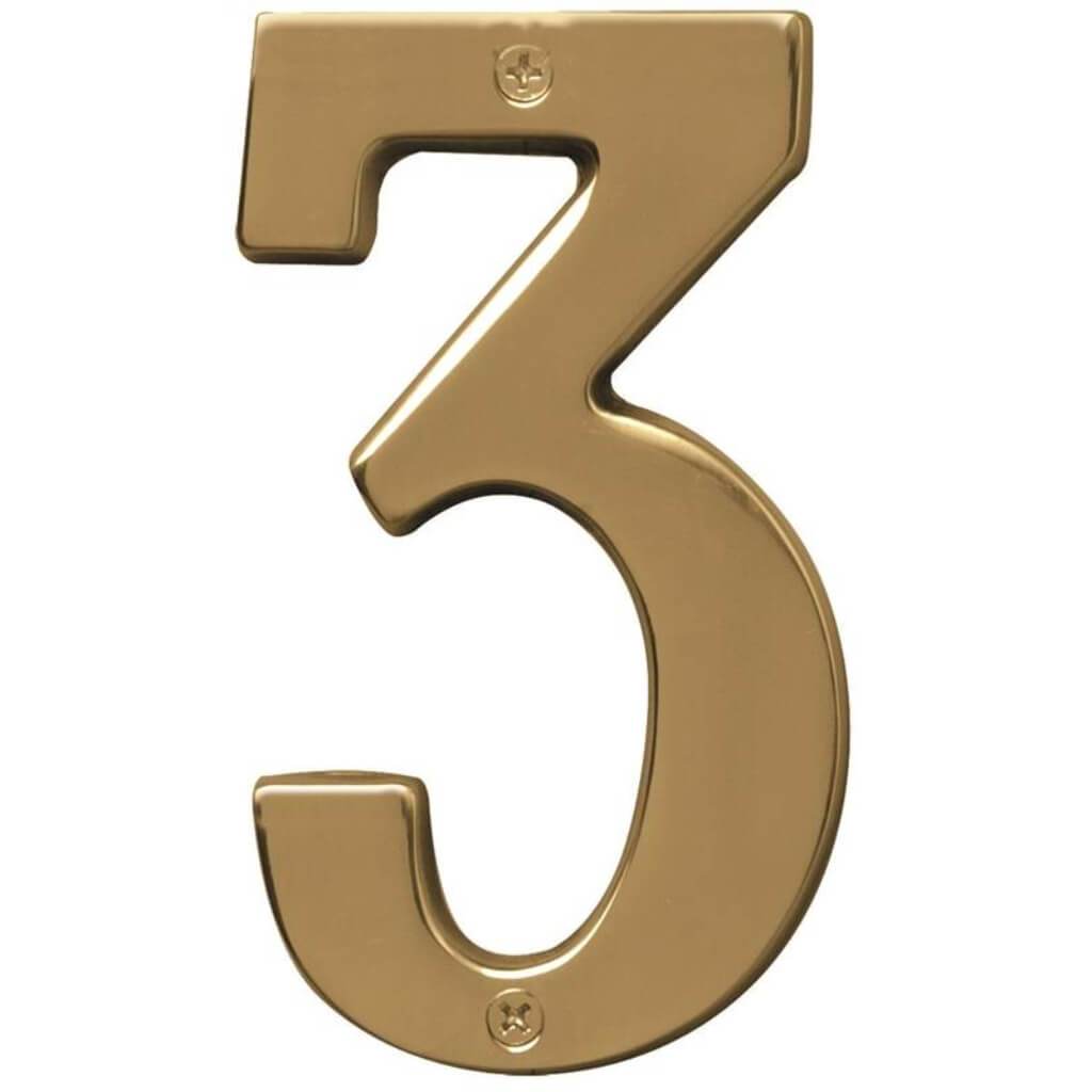 POLISHED BRASS NUMBER 3 5IN 