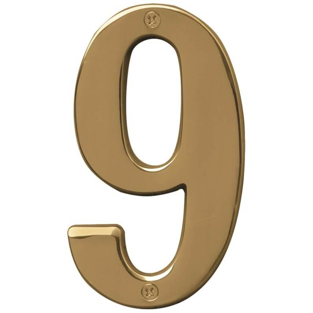 POLISHED BRASS NUMBER 9 5IN 