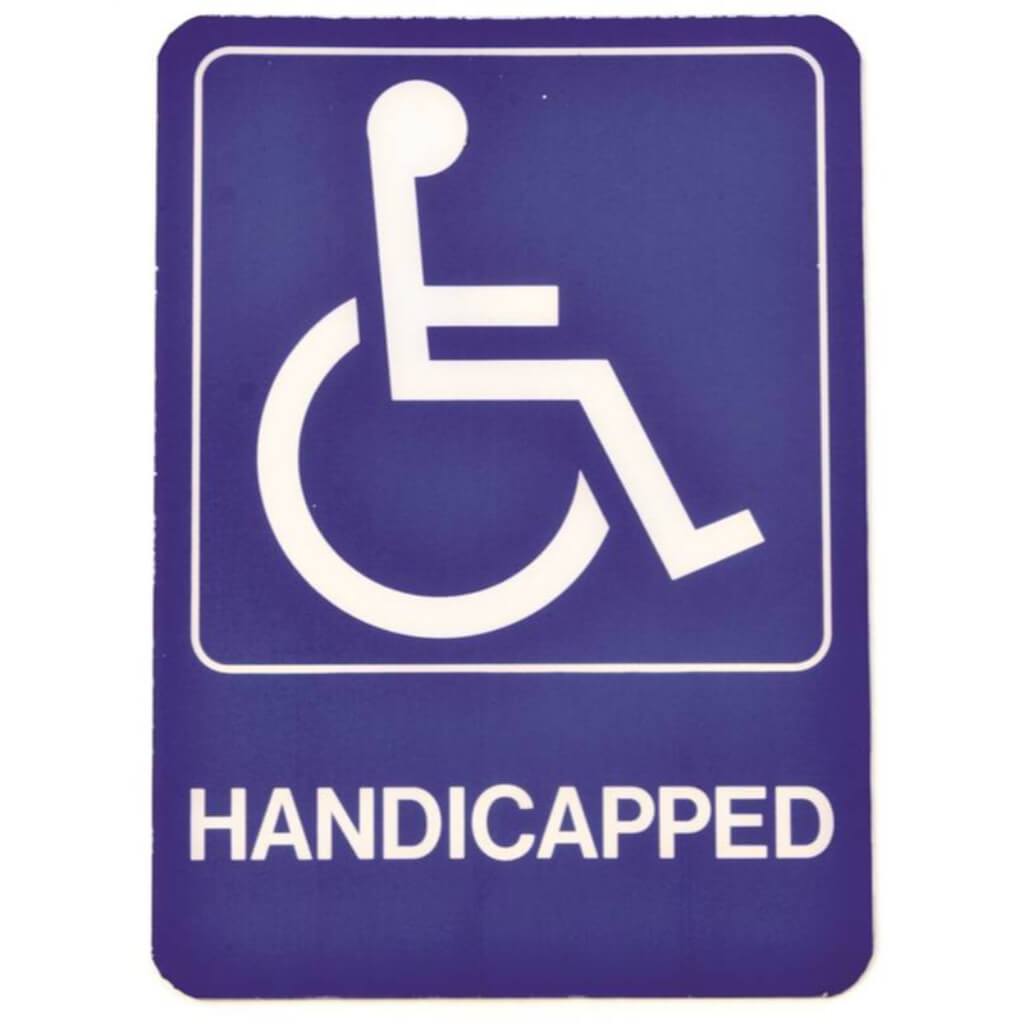 Handicapped Sign Self-Adhesive Plastic 5in x 7in