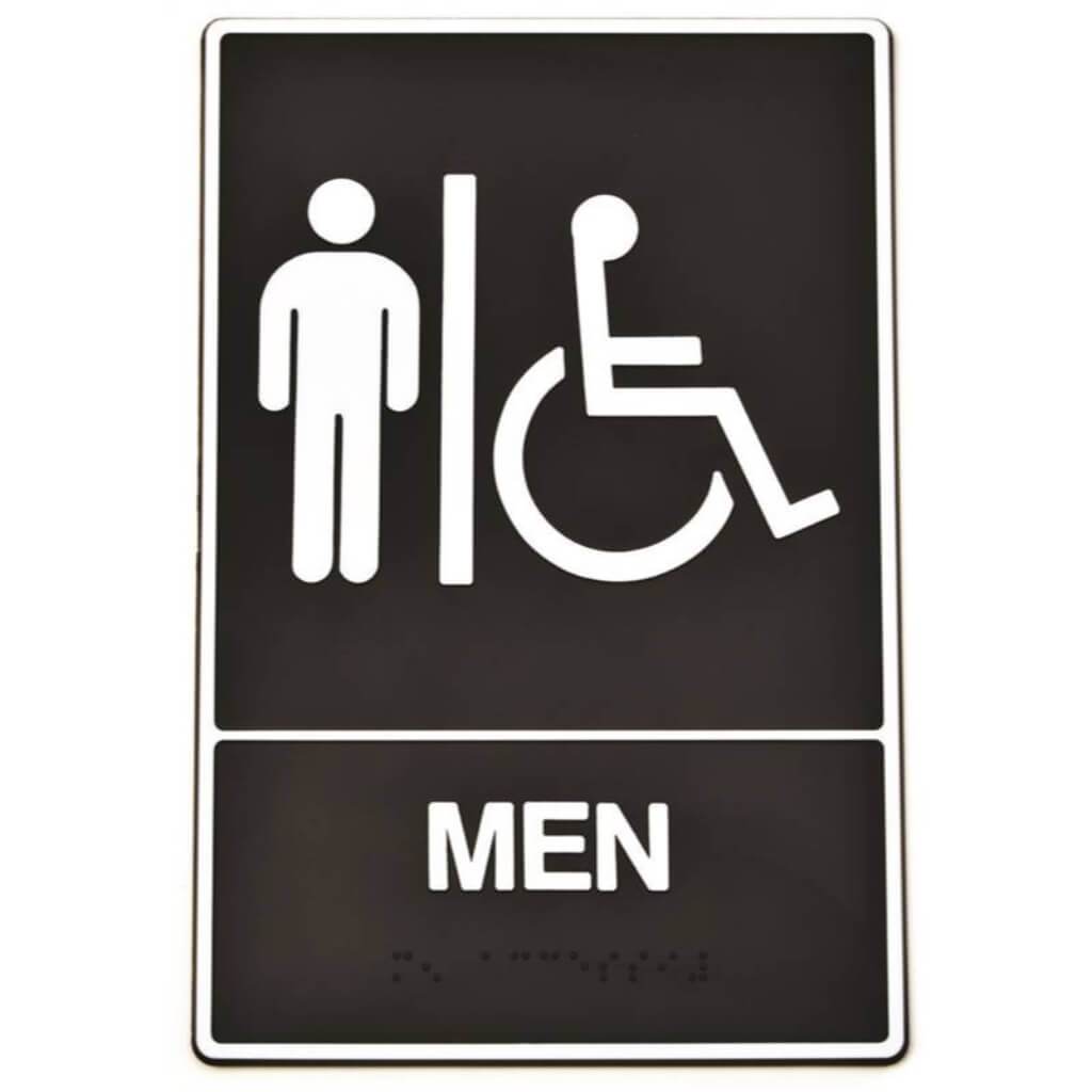 Plastic Braille "Men/Wheelchair" Sign 