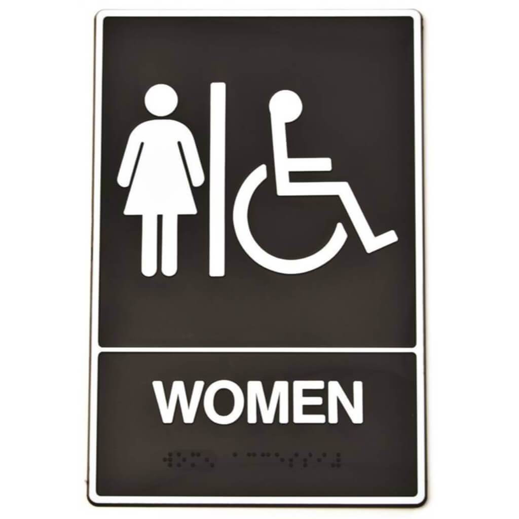 Plastic Braille &quot;Women/Wheelchair&quot; Sign 