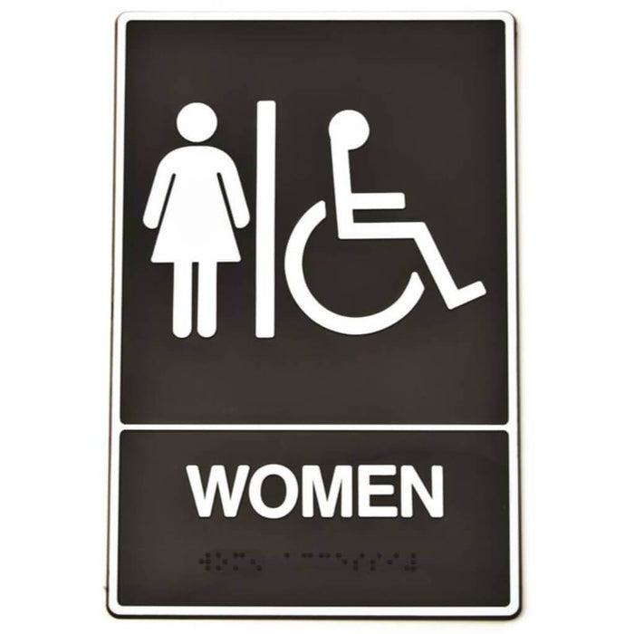 Plastic Braille "Women/Wheelchair" Sign 