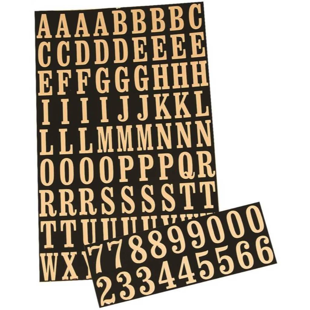 Numbers/Letters Black/Gold 1in 